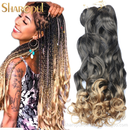 Crochet braids hair extension 14inch 24inch 150gram yaki silk Wavy box braid synthetic French spiral deep curl braiding hair